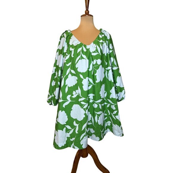 Kate Spade Target Rose Poplin Long Sleeve Mini Dress Green Blue Size Large - Picture 5 of 12